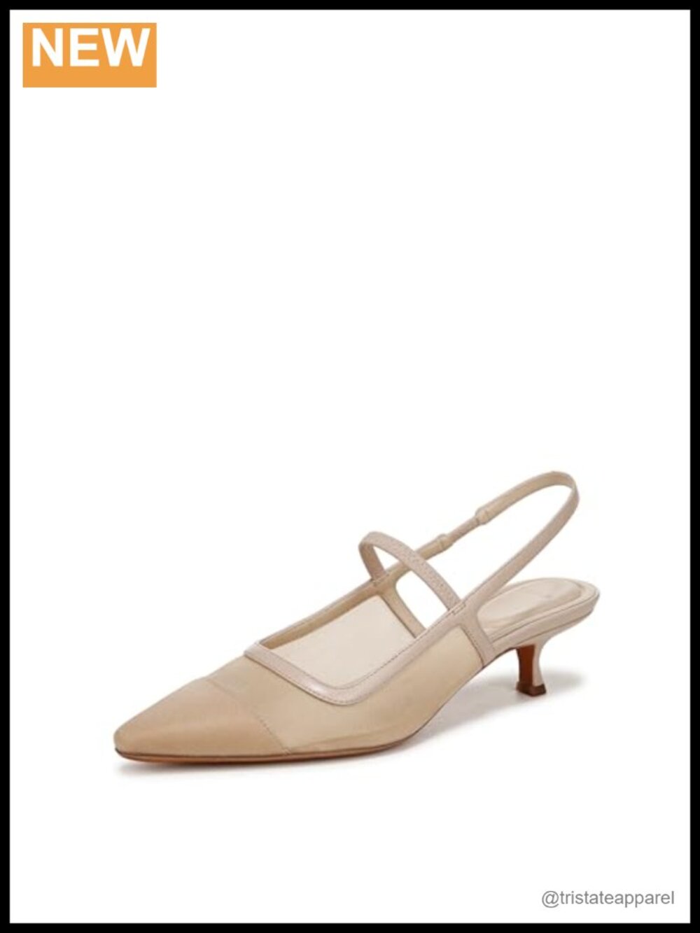 Pointed Toe Mesh Kitten Heel Slingback Pumps Business Casual
